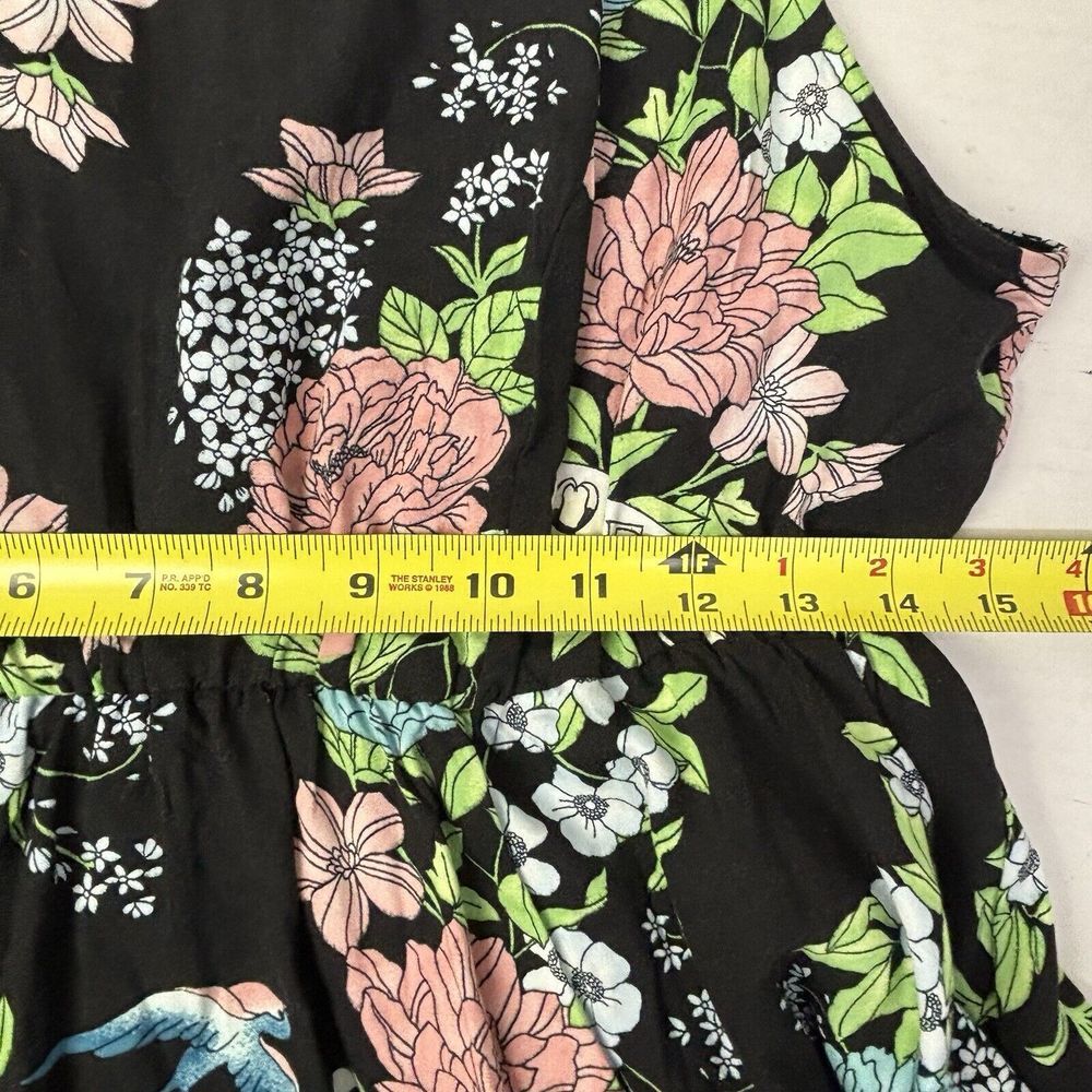 Torrid Floral Dress Midi Black Keyhole Open Back 00/12 Large Sleeveless Rock EUC - Picture 5 of 14